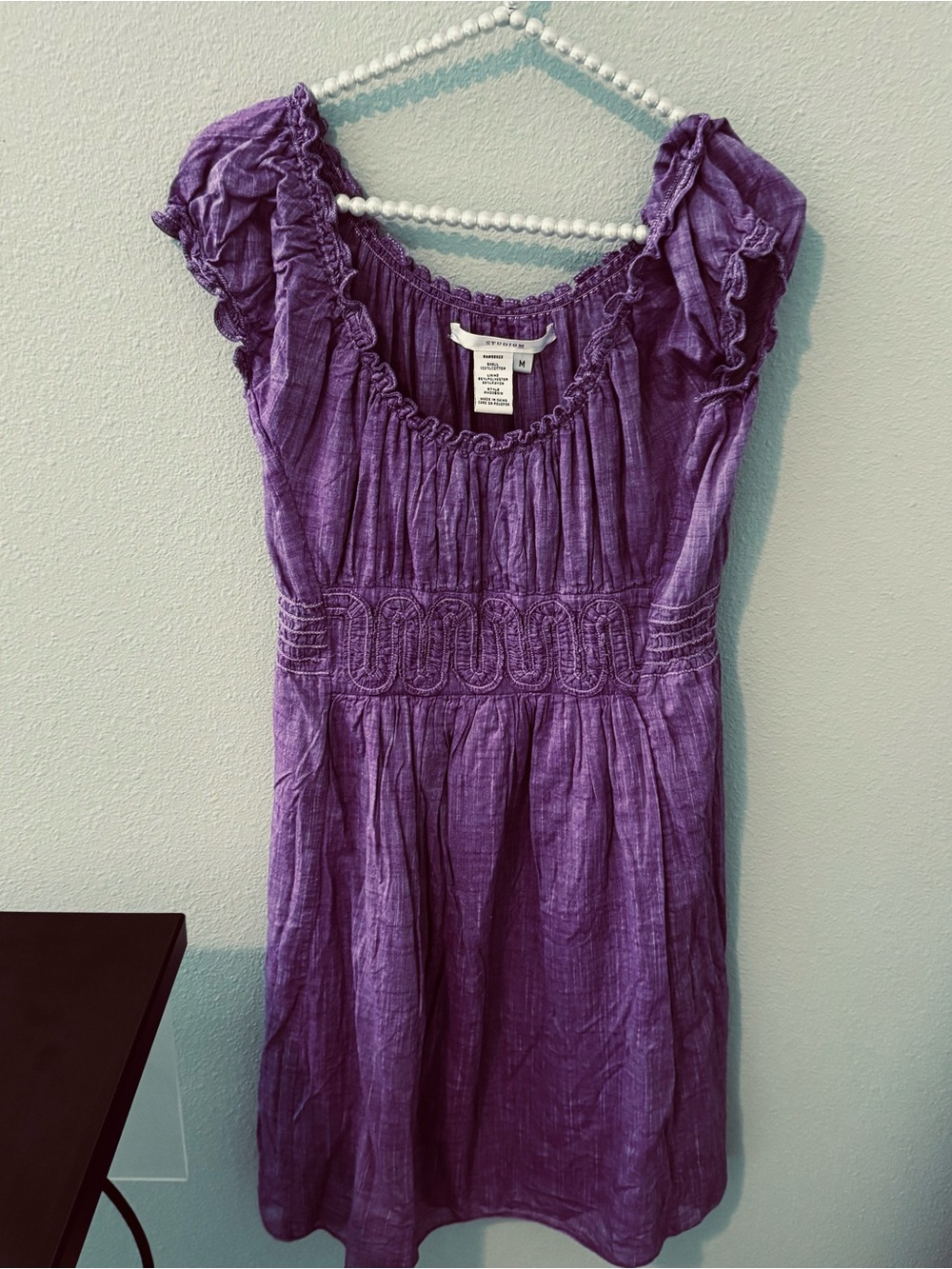 Max Studio Cotton Mauve Ruffle Cap Sleeve Dress
